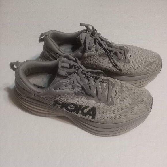 Hoka One One Men\'s Bondi 8 Size 13D Sharkskin/Harbor Mist Running Shoes main image 4